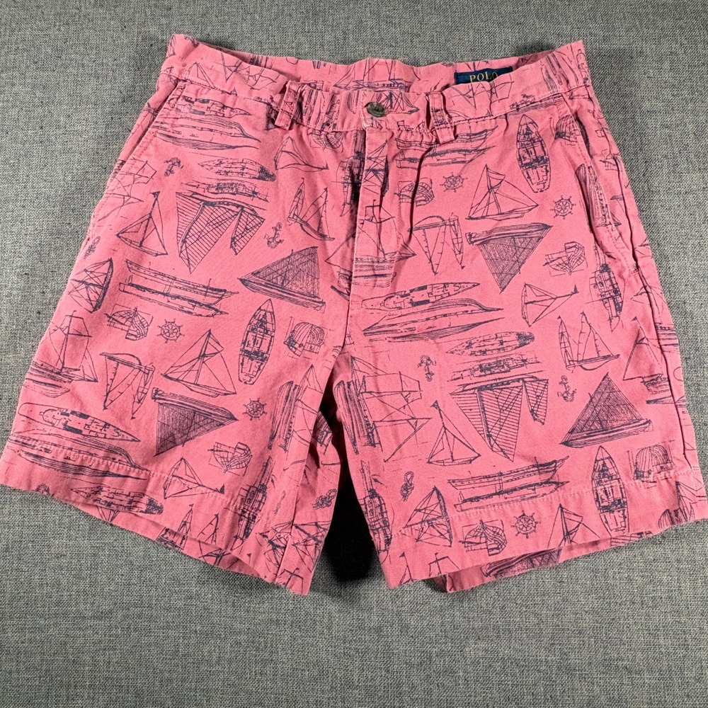 Polo Ralph Lauren Shorts Mens 29 Pink Nautical Sailboat Print Classic Fit 6"